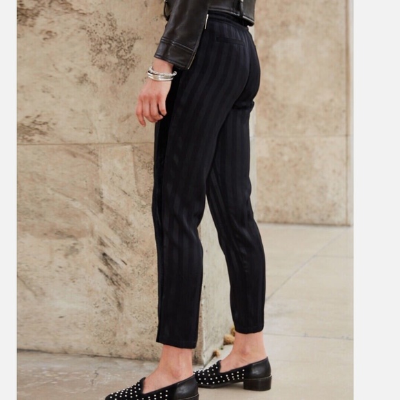 The Kooples Loose Black Viscose Trousers w/ Stripes, Size 2 (Medium) Silky Pant - Picture 4 of 10